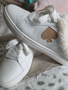 kate spade White Sneakers with Tan Spade Accent